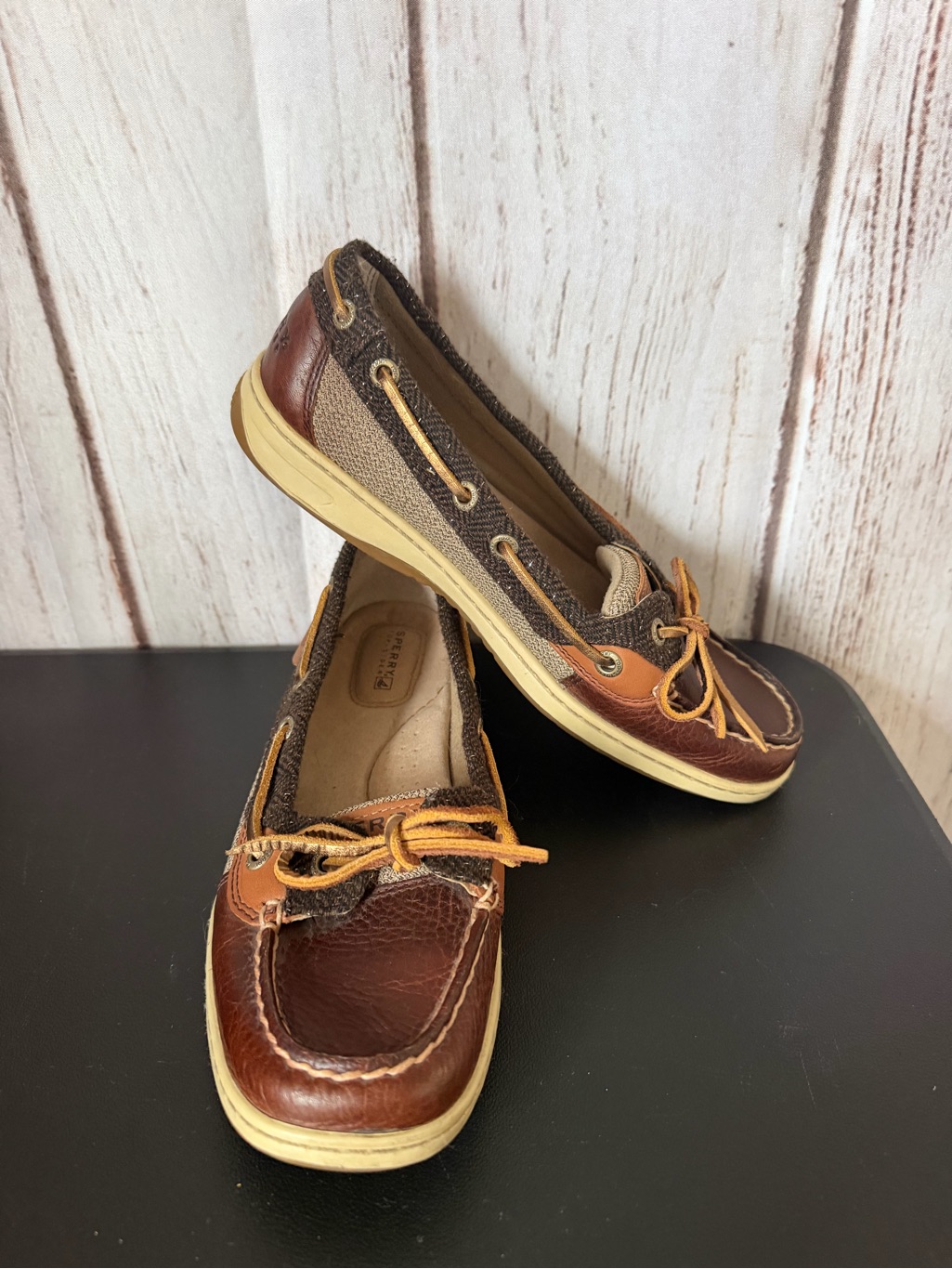 Sperry Top-Sider Women's Angelfish Boat Shoes Brown Leather Tweed Sts90240